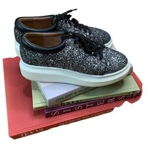 Linea Paolo Kelsey Platform Tennis Shoes Gold Glitter Metallic Womens Size 7.5